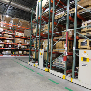 Part storage on industrial warehouse racking