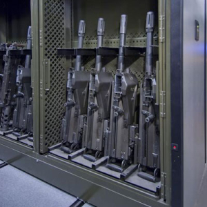 Weapon Rack with Weapons and Bin Storage For Optics