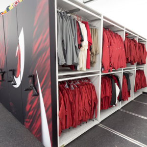 Athletic Equipment Storage on High-Density Mobile Storage