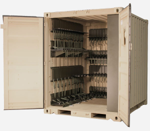 Mobilized arms room with modular weapons storage in Tricon