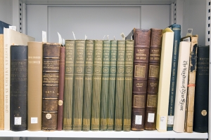 Rare book storage on static shelving at California Academy of Sciences