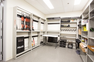 Tactical gear stored in weapons room at San Francisco Police Department