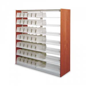 Cantilever library shelving with dividers
